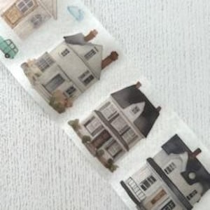 Nastro washi pretagliato "White Houses": nastro washi per la casa, articoli per il bricolage e materiale effimero
