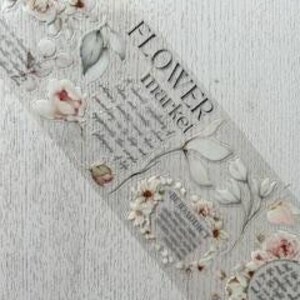 Cinta PET con texto en inglés "Rose Script": Cinta PET con diseño de flores, material para manualidades