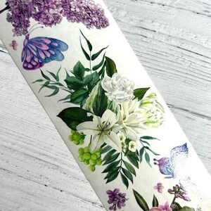 Cinta washi lila: cinta washi floral, materiales para manualidades y material efímero