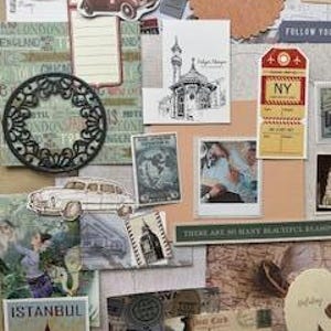 Pacchetto di articoli artigianali per viaggi e trasporti: carte per scrapbooking e materiale per l'artigianato