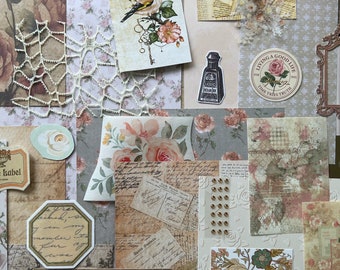Vintage kant-en-klare knutselpakketten voor plakboek-, dagboek- en kaartenmaakprojecten.