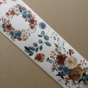 Ruban adhésif Washi bleu poudré et cannelle : ruban adhésif Washi à fleurs, fournitures créatives et objets éphémères