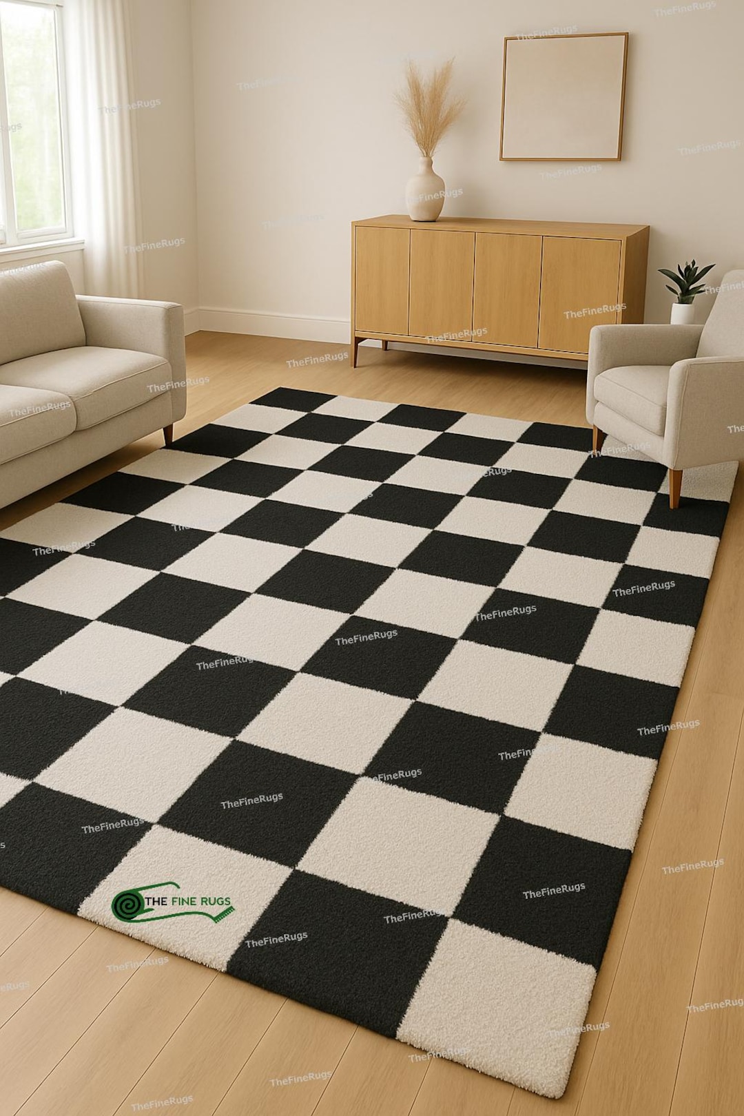 Checkboard Rug | Hand Tufted Checkered Rug | 100% New Zealand Wool ...