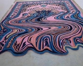 Pink Melting Rug, Hand Tufted Persia Rug, Area Rug, 100% New Zealand Wool Rug, Handmade Carpet  For Home, Living Room Rug, Bedroom Rug
