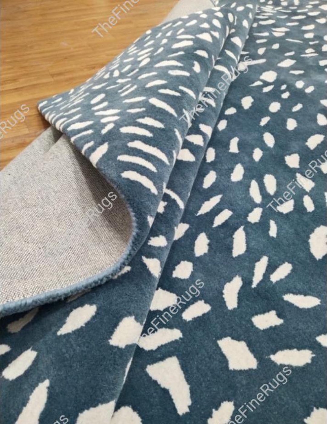 Blue Modern Rug, Hand Tufted Rug, 100% New Zealand Wool Rug, Large Area ...