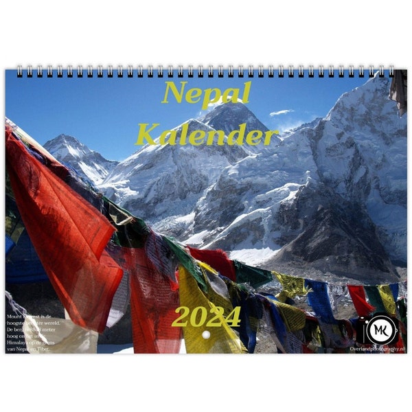 2024 Wandkalender | 12 Monate Fotokalender | Januar Kalender | Geburtstagskalender | Nepalkalender | Nederlands Talig | Naturkalender