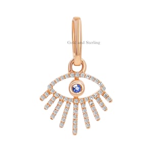 925 Silver & 14k Solid Gold Evil Eye Necklace, Silver Evil Eye Pendant, Evil Eye Necklace for Women, Sunburst Evil Eye pendant, Gift For Her