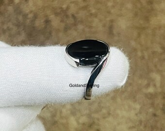 Anillo elegante de plata de ley 925 con ónix, anillo sello de ónix, anillo de plata para hombre con ónix negro, regalo para papá, regalo para él, regalo para esposo