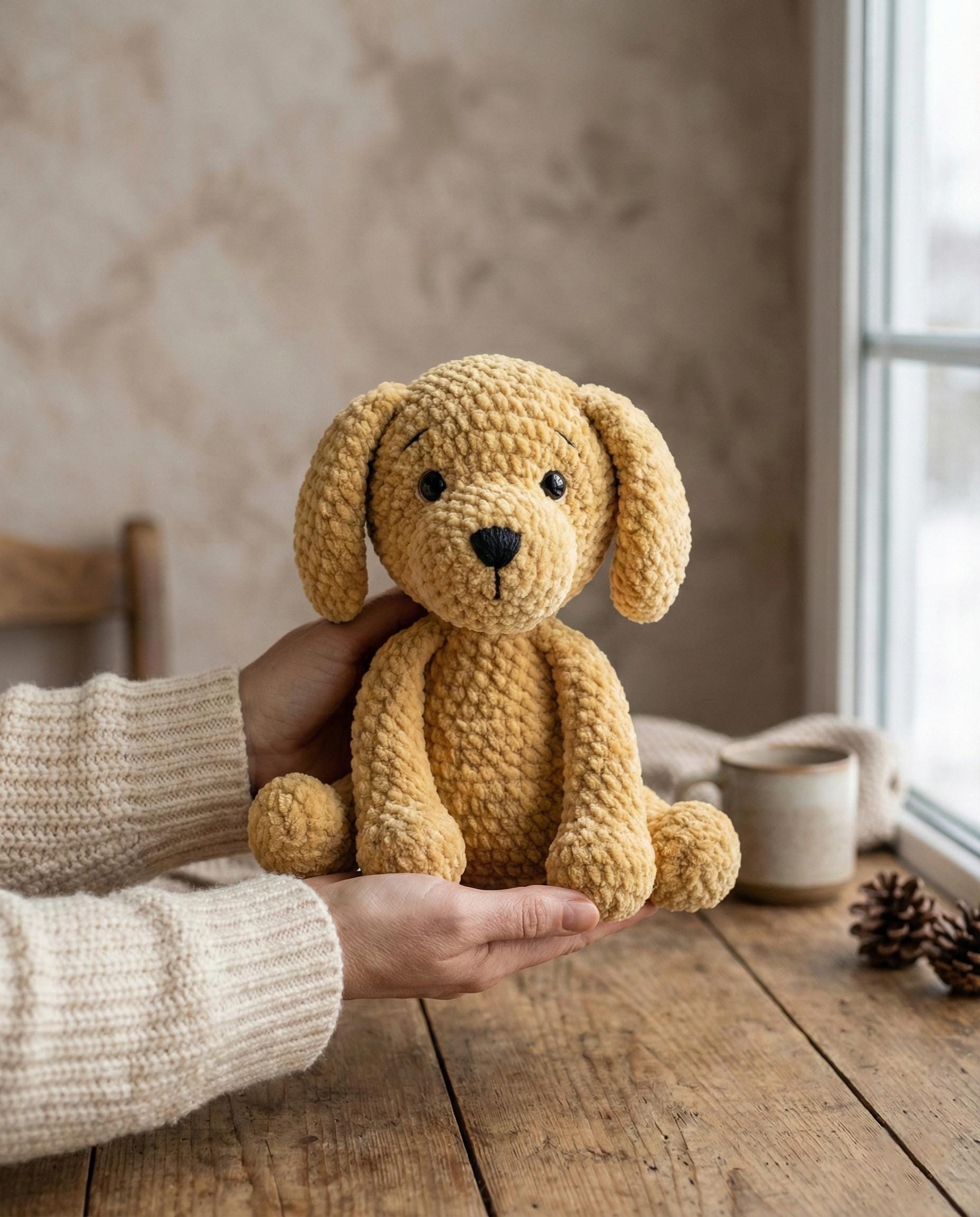 30 Golden Retriever Crochet Patterns to Make a Loyal Handmade Pup 29 Chenille Golden Retriever Puppy Plush