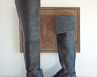 Extra hoge leren piratenlaarzen: musketier Cavalier-cosplay, maat 42 EU/9 VS