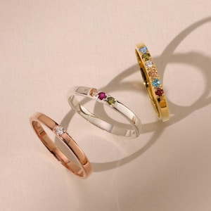 Birthstone Ring, Family Birthstone Ring, Multi Birthstone Rings, Birthstone Jewelry,Mother&#39;s Day Gift, Stackable Ring, Gift For Mom