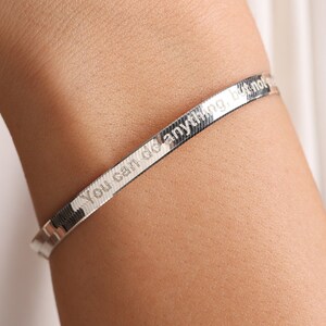 14K Gold Herringbone Bracelet: Personalized 925 Silver Snake Chain