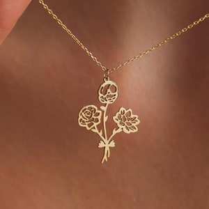 Family Birth flower Necklace , Multiple Birth Flower Bouquet Necklace, Personalized Gift, Birth flower Family Gift, Christmas Gift For Her