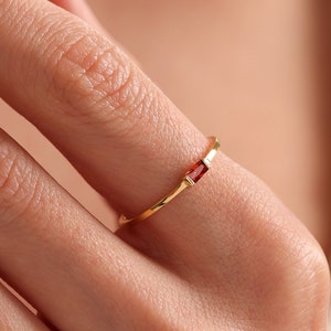 Birthstone Ring, Birthday Gift for Her, Mom Gift, Personalized Ring, 18K Gold Ring, Bridesmaid gifts, Gift For Mom, Mothers Day Gift