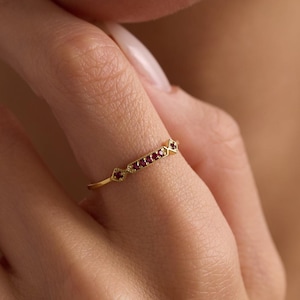 Birthstone Ring, Custom Birthstone Ring, 14K Gold Ring, Personalized Ring, Stackable Ring, Mothers Ring, Bridesmaid gift, Gift For Mom
