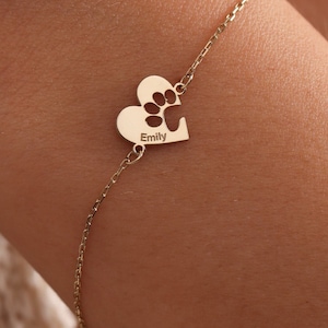 Personalized Paw Print Bracelet: Sterling Silver heart shapped Pet Memorial Gift