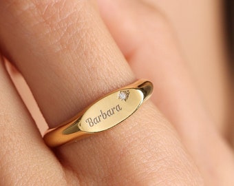 Personalized  Custom Name Ring, Dainty Name Ring, Engraved Ring, Name Jewelry, 14K Gold Name Ring, Ring for Women, Gift For Her