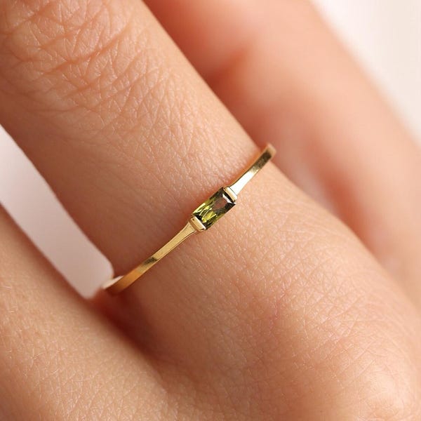 Baguette Birthstone Ring, Custom Birthstone Ring,14K Gold Ring, Personalized Ring, Stackable Ring,Mothers Ring,Bridesmaid gift, Gift For Mom
