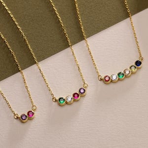 Customized Birthstone Necklace, 14K Gold Gemstone Necklace, Multiple Birthstone Necklace, Grandmother Necklace, Mother's Day Gift for Her