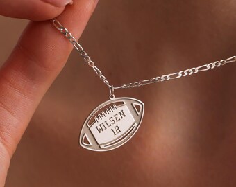 Custom Football Number Necklace: Personalized Sport Lover Gift