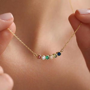Collar con piedra de nacimiento, collar para madres, joyería para mamá, collar familiar, collar con piedra de nacimiento familiar, collar, regalo de cumpleaños, regalo de Navidad para mamá