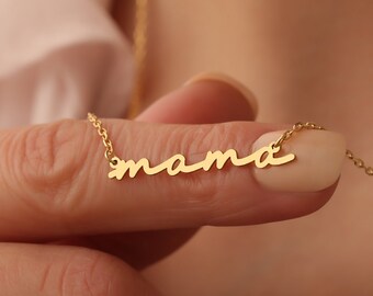 Mama Necklace,Dainty Mama Necklace,14K Solid Gold Name Necklace,Minimalist Necklace for Mom,Gift for her,Gift for New Mom,Mother's Day Gift