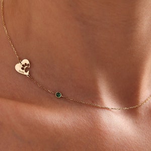 Personalized Paw Print Necklace  • 14K Gold Paw Print Necklace • 925 Sterling Silver Pet Necklace • Pet Lover Gift