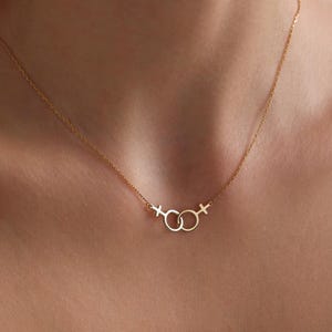Lesbian Necklace - Lesbian Pride Jewelry - Sterling Silver Double Venus Necklace - Pride Necklace - Gift For Her - Lesbian Gift
