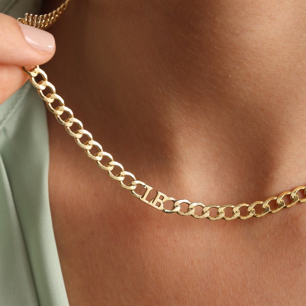 Solid 14K Gold Miami Cuban Chain Necklace,Curb Chain Necklace,Personalized  Necklace,Curb Chain,Gift For Women,Gift for Men,Mothers day gift