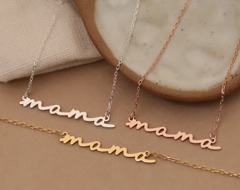 Mama Necklace,Necklace Gold, Nameplate Necklace 14k Solid Gold,Gold Filled Name, Mama Necklace, Personalized Name Jewelry,Mother's Day Gift
