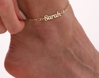 Personalized Name Anklet,Anklet Foot Jewelry,Personalized Name Anlet Bracelet,14K Solid Gold Name Anklet,Beach Jewelry,Mother's day gift