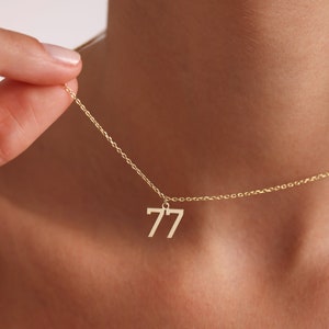 Baseball Player Number Necklace, Luck Number Necklace, Gold Number Stone Necklace, Personalized Number Necklace,Date Necklace,Angel Necklace