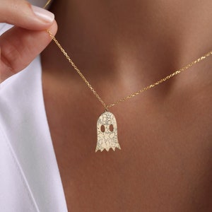 Halloween Ghost Necklace, Minimalist Jewelry, Funny Ghost Necklace, Dainty Ghost Necklace, Cute Ghost Jewelry,  Halloween Gift, Gift for Her