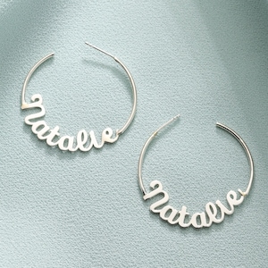 Personalized Name Hoop Earrings,Name Earrings,Daily Letter Hoop Earrings,Large Hoop Earrings, Gold Name Hoops,Birthday Gift,Gift for Her