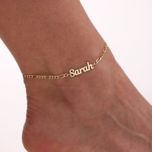 Personalized Name Anklet,Anklet Foot Jewelry,Personalized Name Anlet Bracelet,14K Solid Gold Name Anklet,Beach Jewelry,Mother's day gift image 2