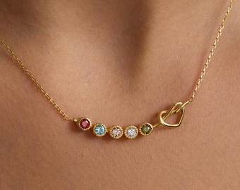 Geboortesteenketting, moederketting, moedersieraden, familieketting, 14K gouden familiegeboortesteenketting, moederdagcadeau voor moeder