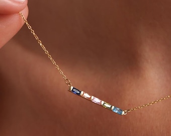 14K gouden ketting familiegeboortesteen, moederketting, moedersieraden, familieketting, ketting geboortesteen, verjaardagscadeau, kerstcadeau