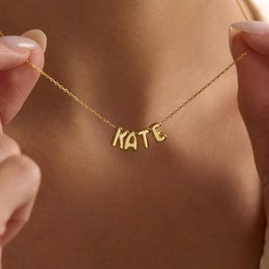 Personalized Bubble Name Necklace, Bubble Letter Necklace Personalized 3D Letter Necklace, Custom Bubble Initial Charm Personalized Jewelry
