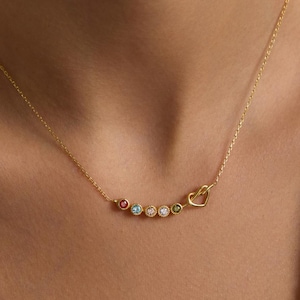 Colar de pedra de nascimento, colar de mãe, joias de mãe, colar de família, colar de pedra de nascimento de família, colar de pedra de nascimento, presente de aniversário