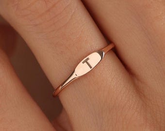 Initial Ring - Custom Initial Ring - Letter Ring for Her - Dainty Initial Ring - Stacking Ring -Personalized Ring, Christmas Gift, Gold Ring