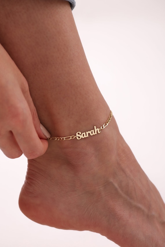 Personalized Name Anklet,14k Gold Initial Anklet,14k Gold or