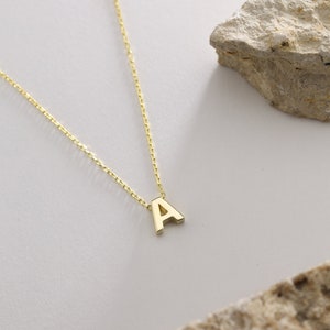 14K Solid Gold Initial Necklace,Inıtıal Letter Necklace,Custom gold Letter Necklace,Mother's day Gift, Wife Gift,Name Necklace,Gift for her image 5