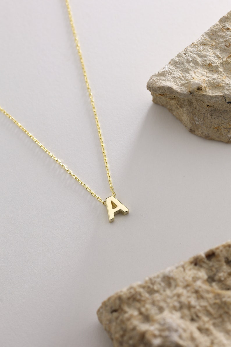 14K Solid Gold Initial Necklace,Inıtıal Letter Necklace,Custom gold Letter Necklace,Mother's day Gift, Wife Gift,Name Necklace,Gift for her image 5