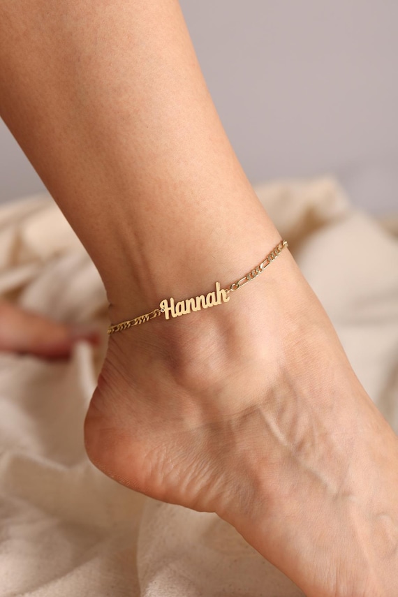 Anklet Custom 14k Gold Anklet With Name Personalized Name Anklet