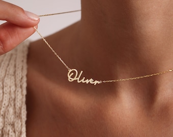 14K Gold Personalized Name Necklace, Name Jewelry, 925 Silver Necklace