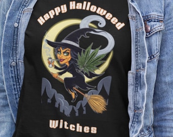 Happy Halloween Witches T-Shirt: Funny Stoner Witch Graphic Tee