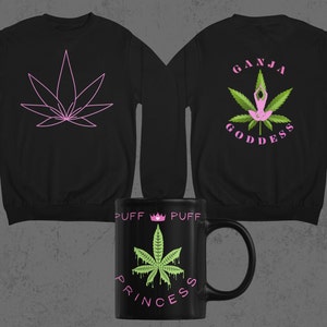 Ganja Goddess Sweatshirt-420 Sweater-Cannabis Art Crewneck Sweatshirt-Dope Pullover-Stoner Girl-Medical Cannabis-Weed Sweatshirt,420THC Gift