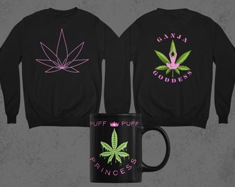 Ganja Goddess Sweatshirt-420 Sweater-Cannabis Art Crewneck Sweatshirt-Dope Pullover-Stoner Girl-Medical Cannabis-Weed Sweatshirt,420THC Gift