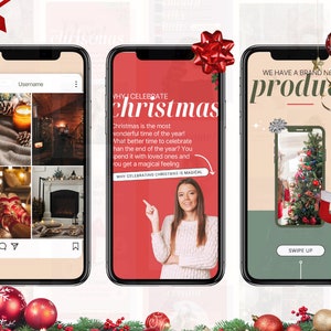 50 Christmas Instagram Story Templates Winter Instagram Story Templates Holiday Instagram Stories Canva Templates ITM007 image 5