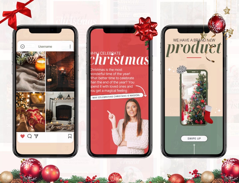 50 Christmas Instagram Story Templates Winter Instagram Story Templates Holiday Instagram Stories Canva Templates ITM007 image 5